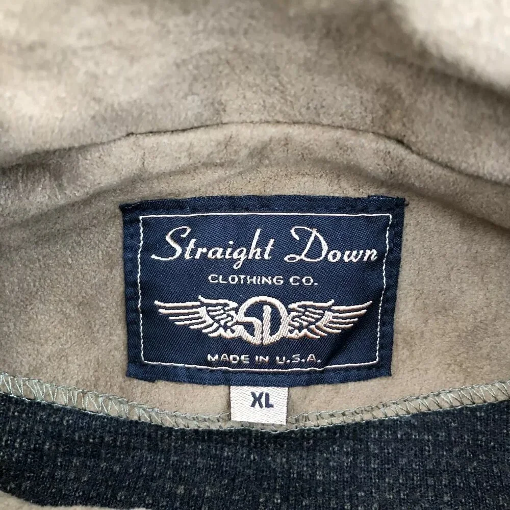 VTG STRAIGHT DOWN 1/4 Zip Pullover Sweater Men's XL Green Sweatshirt Textured‌